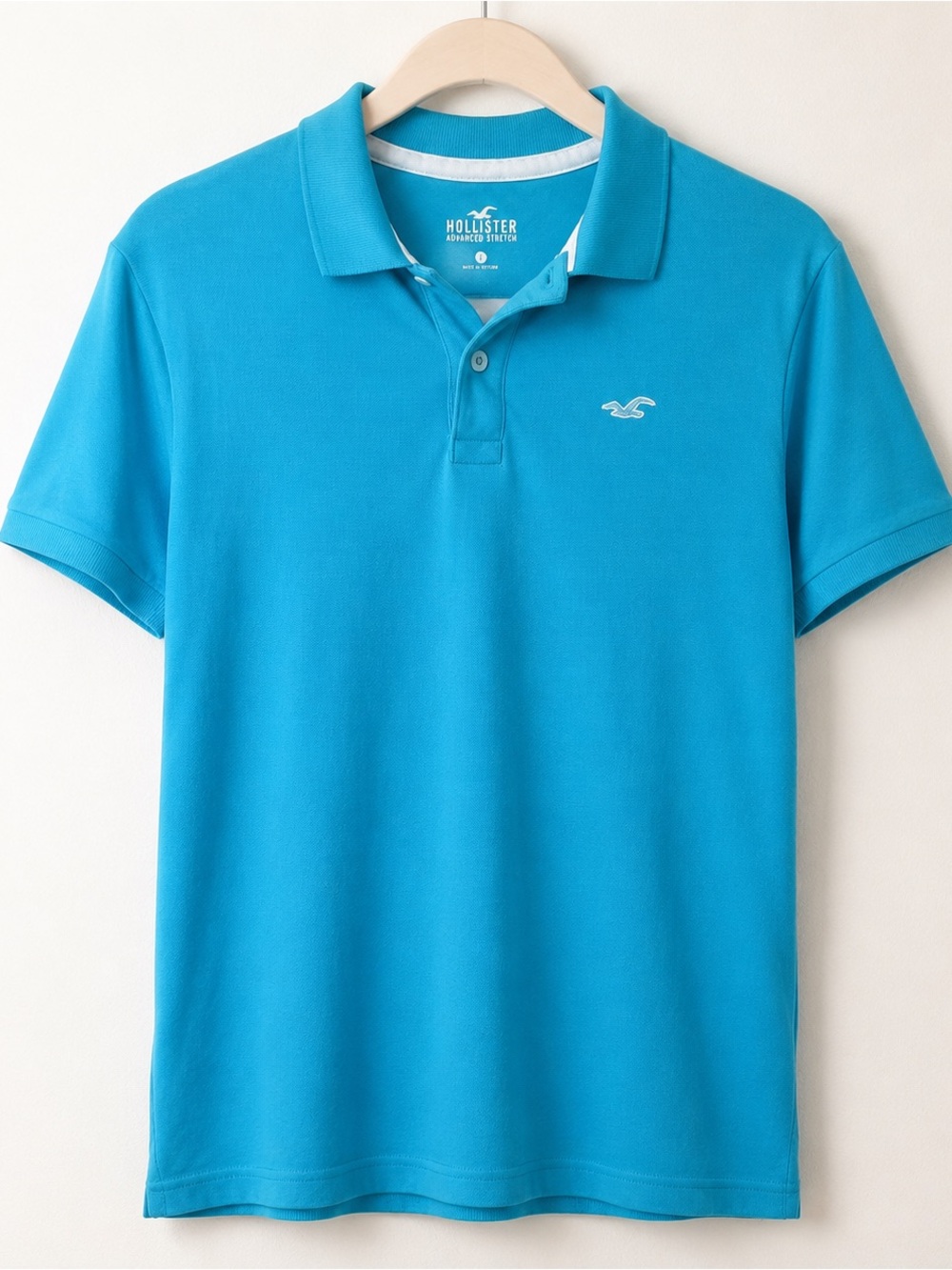 hollister men’s turquoise blue polo shirt size large coastal preppy golf y2k euc
